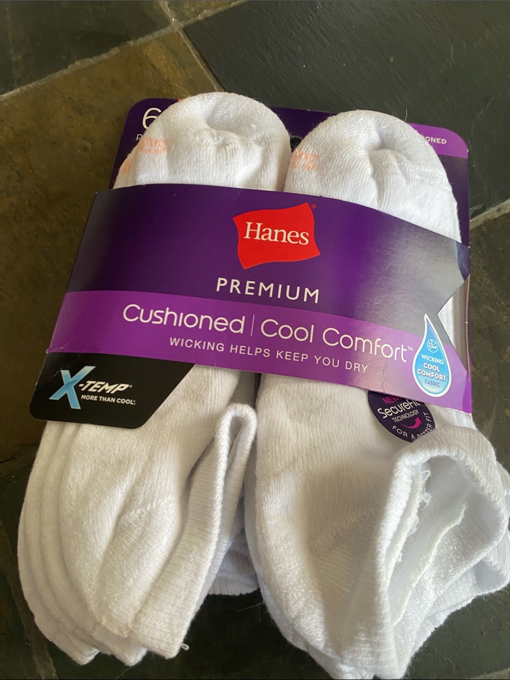 Hanes White Cushioned No-Show Athletic Socks - Premium Cool Comfort